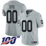 Men's Limited #00 Jim Otto Silver Jersey Inverted Legend Football Oakland Raiders 100Th Season Nfl