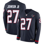 Nike Texans #27 Duke Johnson Jr Navy Blue Team Color Men's Stitched Nfl Limited Therma Long Sleeve Jersey Nfl