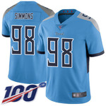 Nike Titans #98 Jeffery Simmons Light Blue Alternate Men's Stitched Nfl 100Th Season Vapor Limited Jersey Nfl