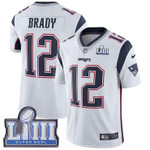 #12 Limited Tom Brady White Nike Nfl Road Men's Jersey New England Patriots Vapor Untouchable Super Bowl Liii Bound Nfl