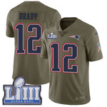 #12 Limited Tom Brady Olive Nike Nfl Men's Jersey New England Patriots 2017 Salute To Service Super Bowl Liii Bound Nfl