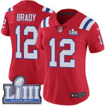 Women's New England Patriots #12 Tom Brady Red Nike Nfl Alternate Vapor Untouchable Super Bowl Liii Bound Limited Jersey Nfl