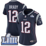Women's New England Patriots #12 Tom Brady Navy Blue Nike Nfl Home Vapor Untouchable Super Bowl Liii Bound Limited Jersey Nfl
