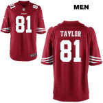 Mens Nike San Francisco 49Ers #81 Trent Taylor Stitched Home Red Game Football Jersey Nfl