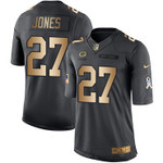 Nike Green Bay Packers #27 Josh Jones Black Men's Stitched Nfl Limited Gold Salute To Service Jersey Nfl