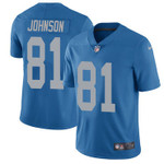 Nike Lions #81 Calvin Johnson Blue Throwback Men's Stitched Nfl Limited Jersey Nfl