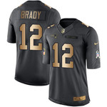 Nike Patriots #12 Tom Brady Black Men's Stitched Nfl Limited Gold Salute To Service Jersey Nfl