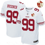 Men's San Francisco 49Ers #99 Deforest Buckner White 70Th Anniversary Patch Stitched Nfl Nike Elite Jersey Nfl