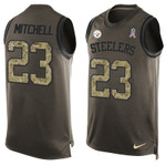 Men's Pittsburgh Steelers #23 Mike Mitchell Green Salute To Service Hot Pressing Player Name & Number Nike Nfl Tank Top Jersey Nfl