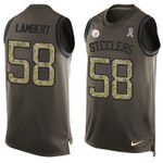 Men's Pittsburgh Steelers #58 Jack Lambert Green Salute To Service Hot Pressing Player Name & Number Nike Nfl Tank Top Jersey Nfl