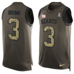 Men's New York Giants #3 Josh Brown Green Salute To Service Hot Pressing Player Name & Number Nike Nfl Tank Top Jersey Nfl