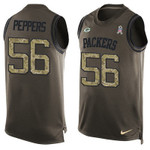 Men's Green Bay Packers #56 Julius Peppers Green Salute To Service Hot Pressing Player Name & Number Nike Nfl Tank Top Jersey Nfl