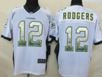 Nike Green Bay Packers #12 Aaron Rodgers Drift Fashion White Elite Jersey Nfl