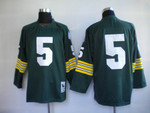 Green Bay Packers #5 Paul Hornung Green Long-Sleeved Throwback Jersey Nfl