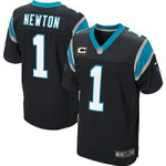 Nike Carolina Panthers #1 Cam Newton Black C Patch Elite Jersey Nfl