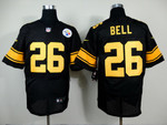 Nike Pittsburgh Steelers #26 Leveon Bell Black With Yellow Elite Jersey Nfl