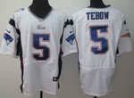 Nike New England Patriots #5 Tim Tebow White Elite Jersey Nfl