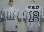 Oakland Raiders #12 Ken Stabler White With Silver Throwback Jersey Nfl