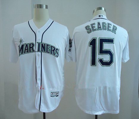 الصوت الصوت Men's Seattle Mariners #15 Kyle Seager White Home Stitched Mlb ... الصوت الصوت