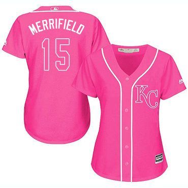 ذرة قودي Royals #15 Whit Merrifield Pink Fashion Women's Stitched Baseball ... ذرة قودي