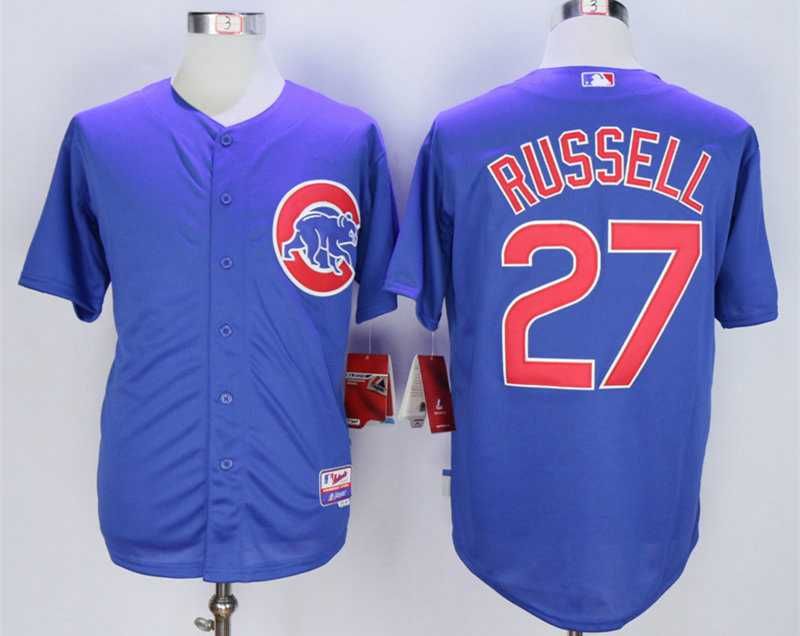 تبغ Men's Chicago Cubs #27 Addison Russell Blue Cool Base Baseball Jersey تبغ