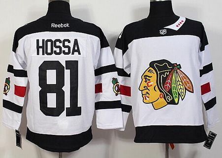 طور Men's Chicago Blackhawks #81 Marian Hossa White 2017-2018 Hockey Stitched NHL Jersey كاشف الذهب