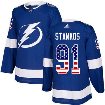 جلوكوز الدم Adidas Lightning #91 Steven Stamkos Blue Home Usa Flag Stitched ... جلوكوز الدم