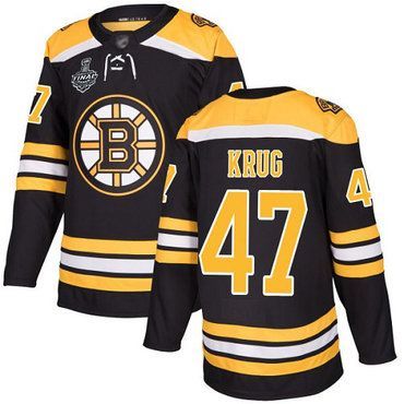 شيطون فورت نايت Men's Boston Bruins #47 Torey Krug Black 1917-2017 100th Anniversary 2019 Stanley Cup Final Bound Stitched Hockey Jersey شيطون فورت نايت