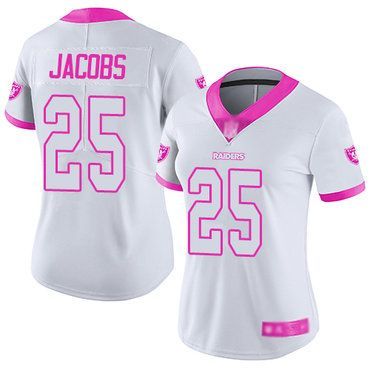 معدات طبية جدة Raiders #25 Josh Jacobs White Pink Women's Stitched Football ... معدات طبية جدة