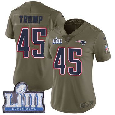 هافن #45 Limited Donald Trump Olive Nike NFL Women's Jersey New England Patriots 2017 Salute to Service Super Bowl LIII Bound اقلام الانسولين