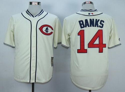 دفرنت Men's Chicago Cubs #14 Ernie Banks Retired Cream 1929 Majestic ... دفرنت