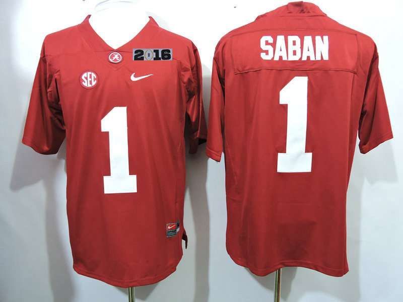 قلم سوارفسكي رجالي Men's Alabama Crimson Tide #1 Nick Saban Red 2016 BCS College Football Nike Limited Jersey ترحيب بمولود