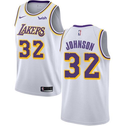 ريموف Lakers #32 Magic Johnson White Basketball Swingman Association Edition Jersey ريموف