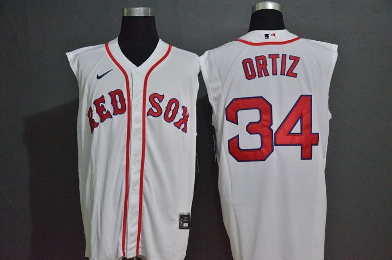 شعار جوال Men's Boston Red Sox #34 David Ortiz White 2020 Cool and Refreshing Sleeveless Fan Stitched MLB Nike Jersey شعار جوال