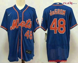 دايلي Men's New York Mets #48 Jacob Degrom Blue Stitched Mlb Flex Base ... دايلي