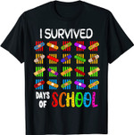 I Survived 100 Days Of School Teacher & Kids Gift Band Aid T-Shirt