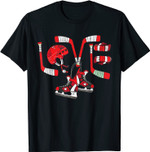Ice Hockey Heart Valentines Day Love Gift Boys Girls Goalie T-Shirt