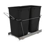 Rev-A-Shelf S Double 27 Quart Sliding Pullout Trash Cans, Black