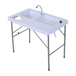 Outsunny Portable Folding Camping Sink Table with Faucet and Dual Water Basins, 40 Inch