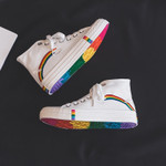 Women Fashion Rainbow Classic High Top Canvas Sneakers
