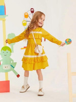 Toddler Girls Lace Insert Ruffle Trim A-Line Dress