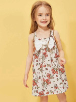 Toddler Girls Floral Print Bow Front Slip Dress