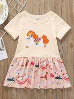 Toddler Girls Cartoon Print Ruffle Hem A-Line Dress