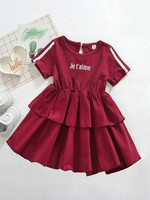 Toddler Girls Letter Print Tiered Layer A-Line Dress