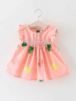 Toddler Girls Butterfly Patched Contrast Lace A-Line Dress