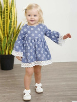 Toddler Girls Contrast Lace Floral Print Dress