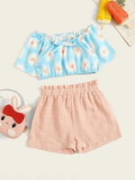 Toddler Girls Daisy Bow Front Top And Shorts Set