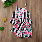 Baby Girl Striped Strap Crop Tops and Short Pants