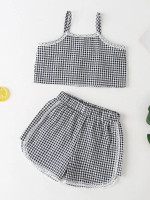 Toddler Girls Lace Trim Gingham Cami Top & Shorts