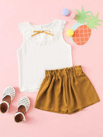Toddler Girls Contrast Lace Top With Shorts